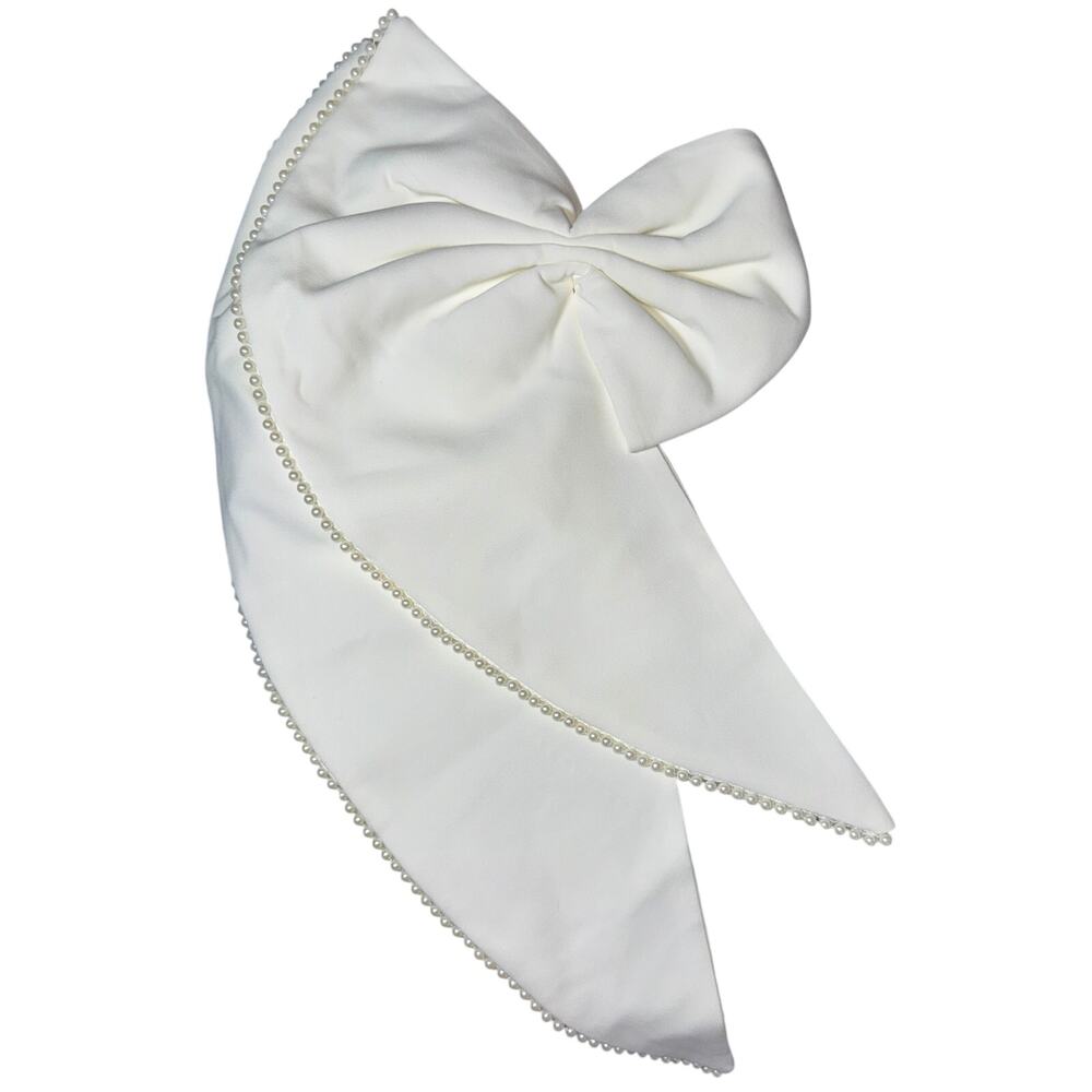 NWT Babyboo Suni Ivory Bow Pearl Trim Strapless Cocktail Mini Dress Women Size M - Picture 13 of 16